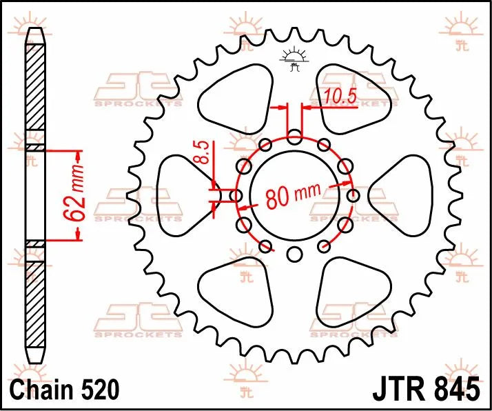 JT Sprockets Stahl-Kettenrad hinten 520-40 Zähne