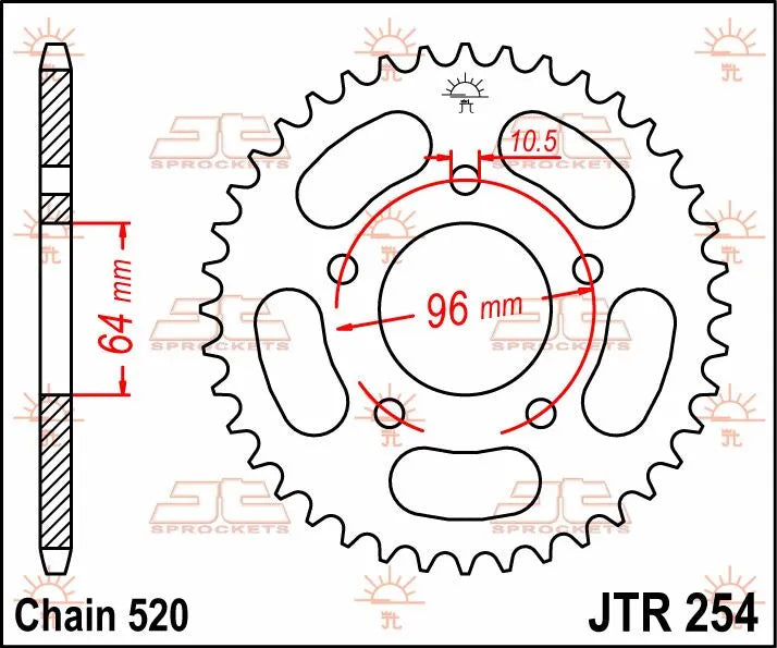 JT Sprockets Stahl-Kettenrad hinten - 520, 37 Zähne