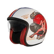 Premier Helmets Vintage Pin Up Jethelm – Mattrot/Weiß