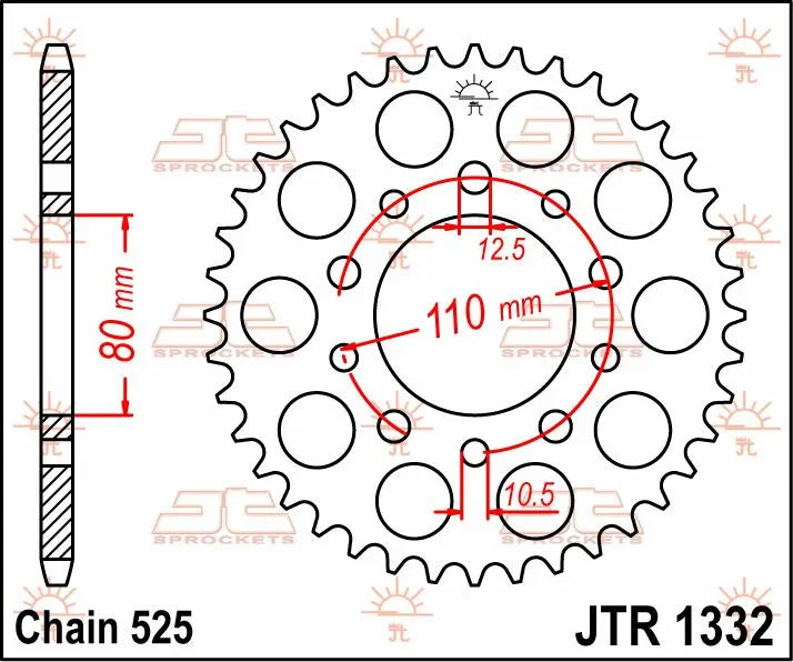 JT Sprockets Stahl-Kettenrad hinten - 525-46 Zähne