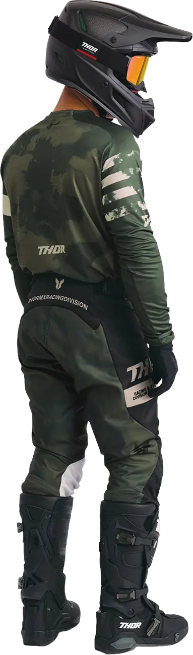 Thor Launchmode Bleach Motocross-Trikot – Schwarz/Camo Grün/Off-White