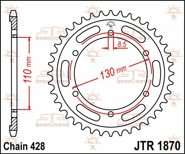 JT Sprockets Stahl-Kettenrad hinten, 44 Zähne