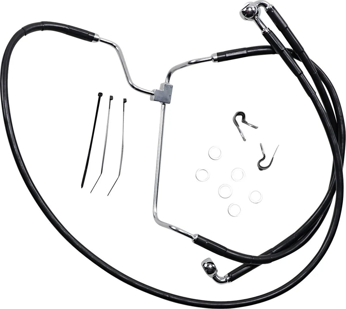 Drag Specialties Verlängerter Bremsleitungssatz aus schwarzem Vinyl