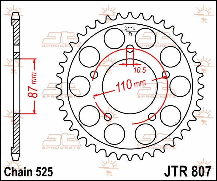 JT Sprockets Stahl-Kettenrad hinten 525-48 Zähne