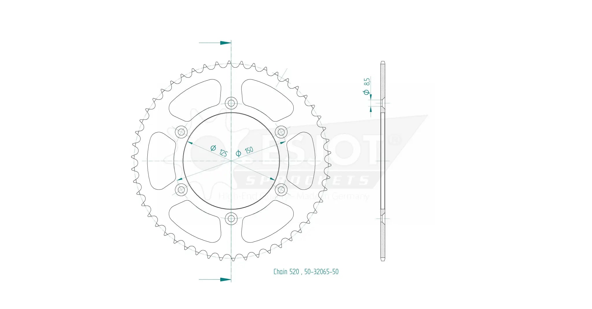 Esjot 520 Kettenrad hinten – Hochleistungsstahl