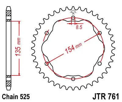 Jt Sprockets Stahl-Kettenrad hinten - 525