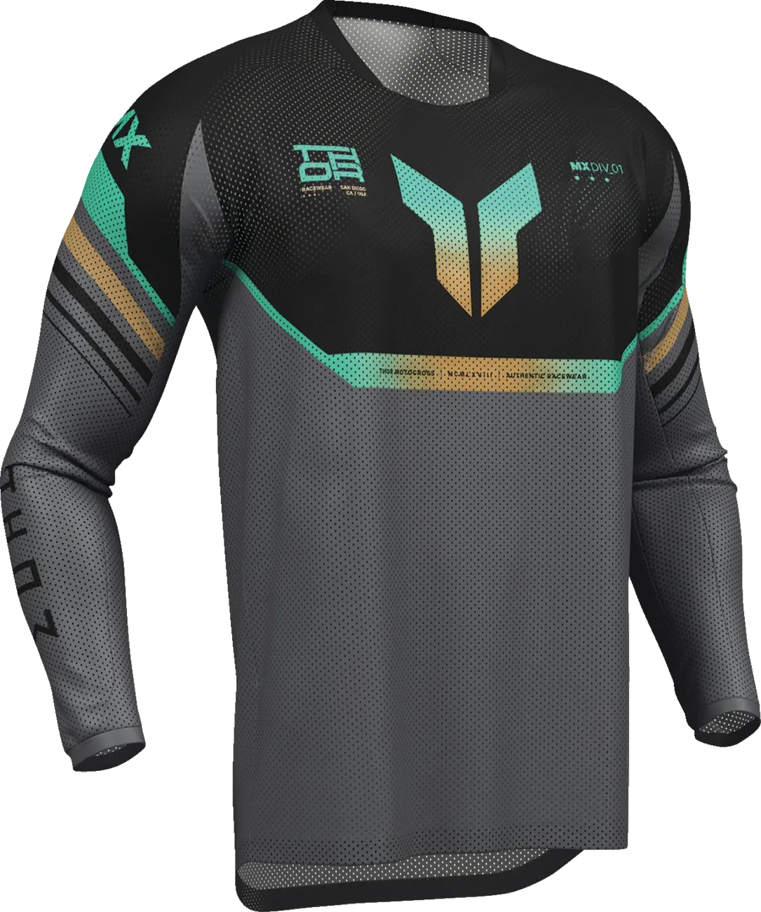 Thor Launchmode Air Raptor Jersey – Schwarz/Orange/Türkis/Anthrazit