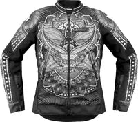 Icon Damen-Motorradjacke Overlord3 Noble™ – Schwarz/Grau/Weiß