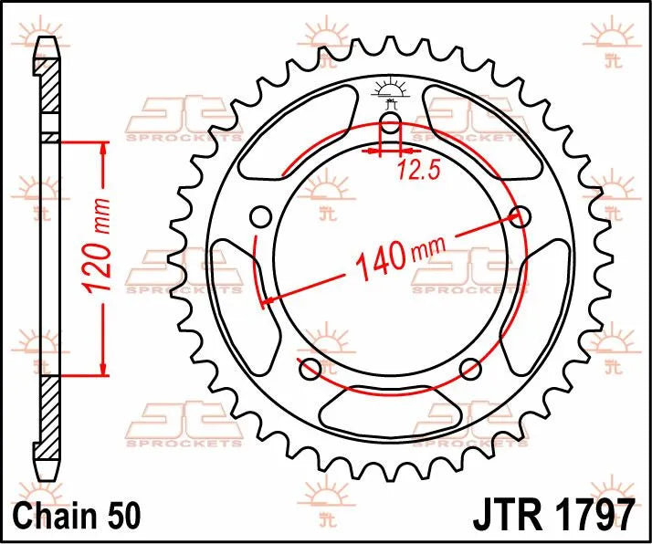 JT Sprockets Stahl-Kettenrad hinten 530-41 Zähne