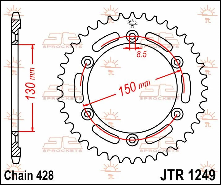 JT Sprockets Stahl-Kettenrad hinten - 51 Zähne