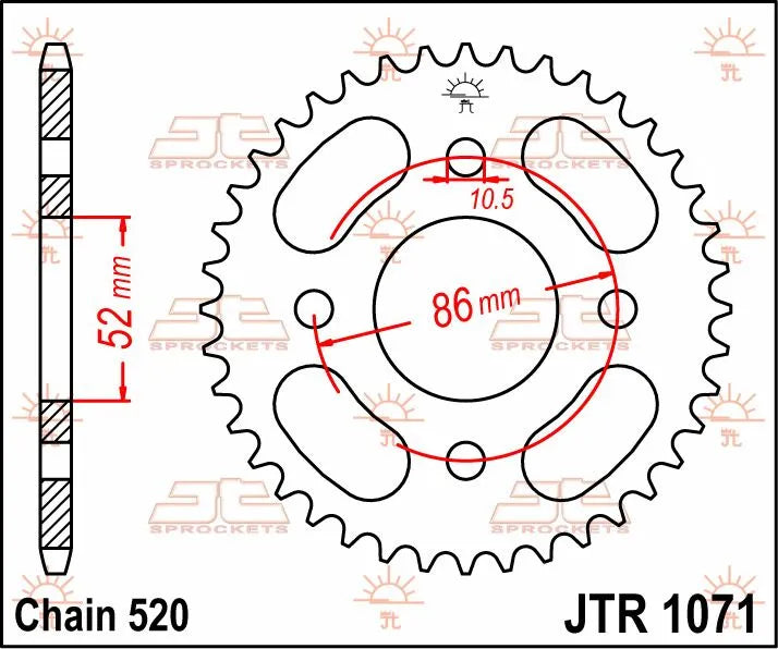 JT Sprockets Stahl-Kettenrad hinten - 520, 30 Zähne