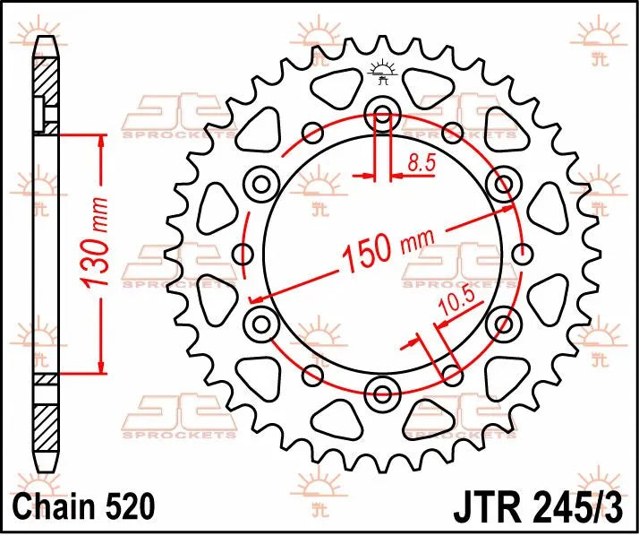 JT Sprockets Stahl-Kettenrad hinten 520-43 Zähne
