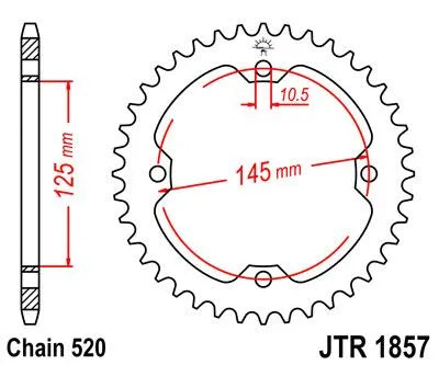 JT Sprockets Hinterradritzel - 520, 38 Zähne, Schwarz verzinkt
