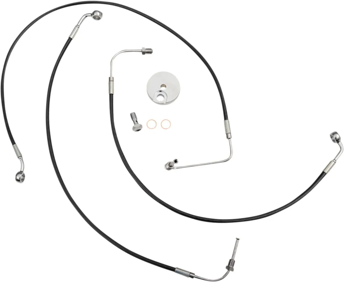 La Choppers Bremsleitungssatz mit schwarzer Stahlflexummantelung und ABS