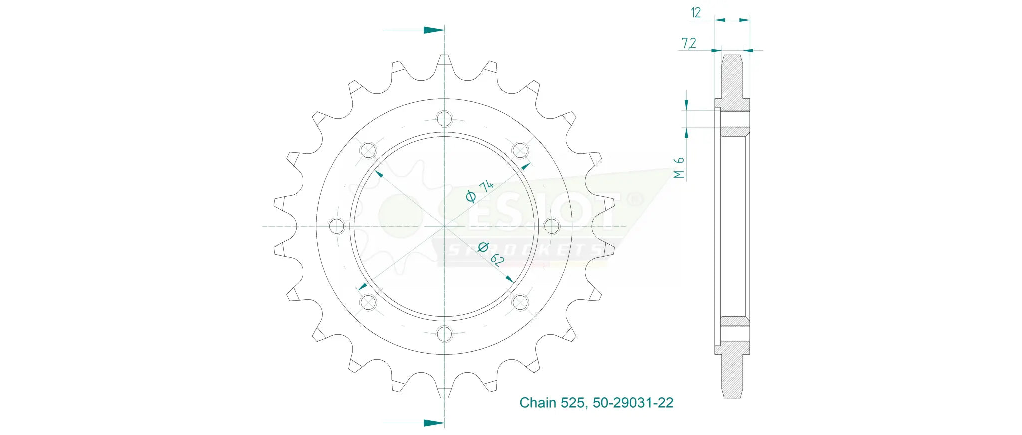 Esjot 525 Ritzel vorne – Hochleistungsstahl