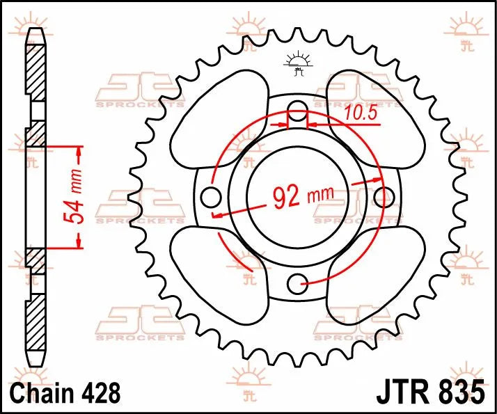 JT Sprockets Stahl-Kettenrad hinten, 45 Zähne