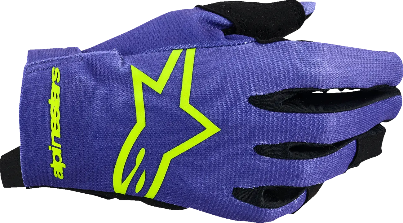 Alpinestars Jugend-Radar-Handschuhe MX mit Touchscreen – Schwarz/Lila/Fluoreszierendes Gelb