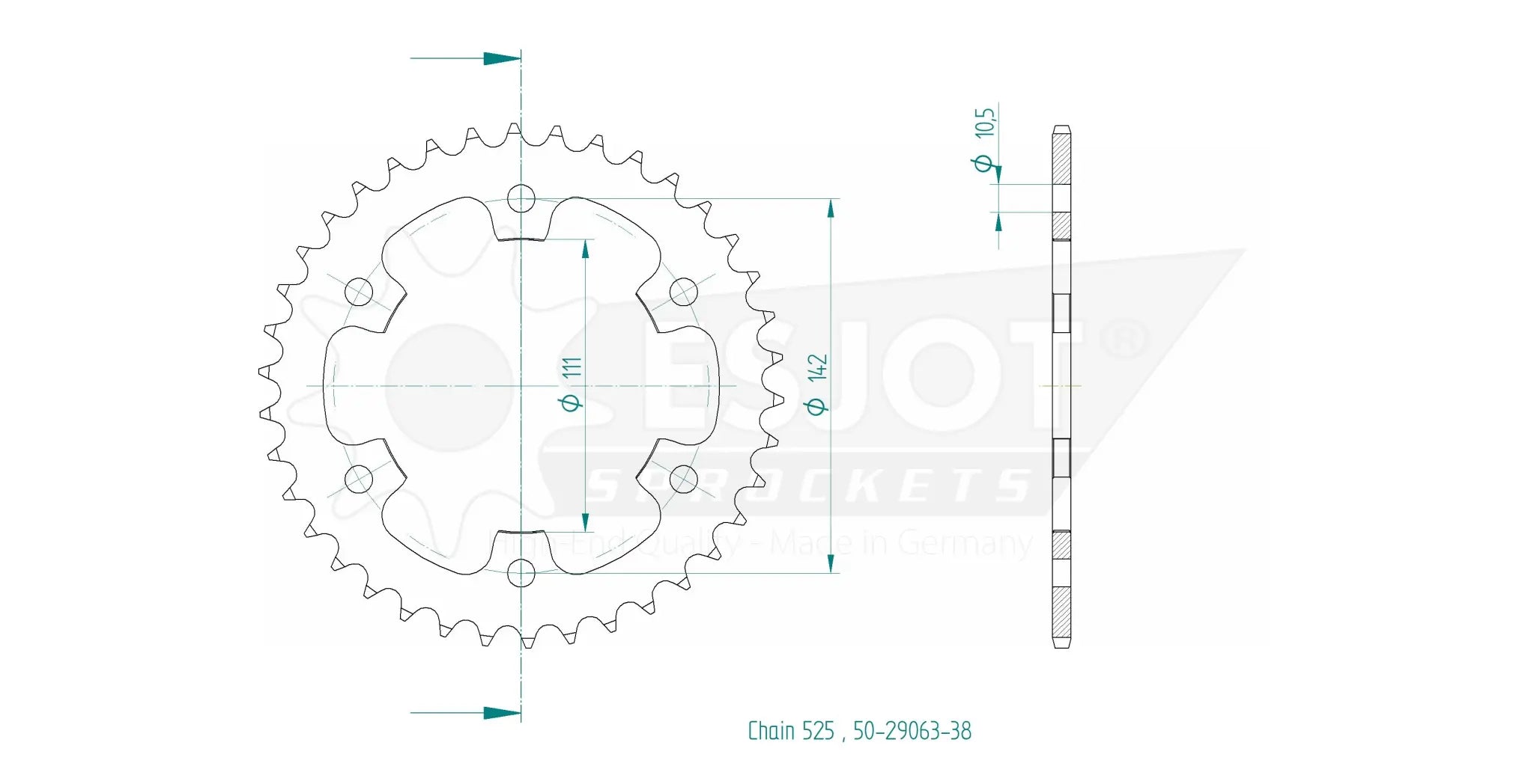 Esjot 525 Ritzel hinten – Premium-Stahl