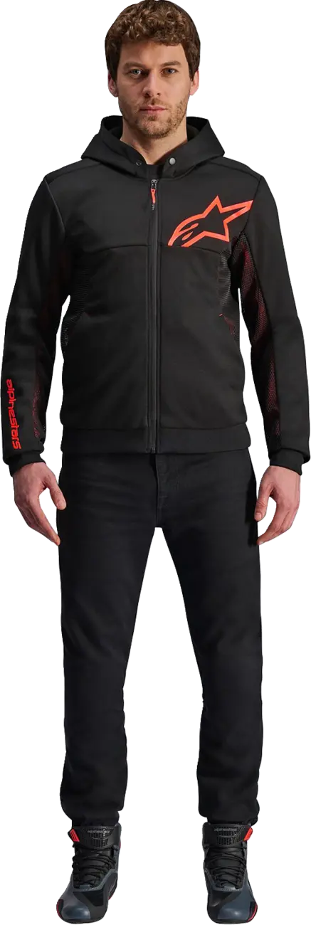 Alpinestars Chrome Air Sport Hoodie - Schwarz/Rot Fluo