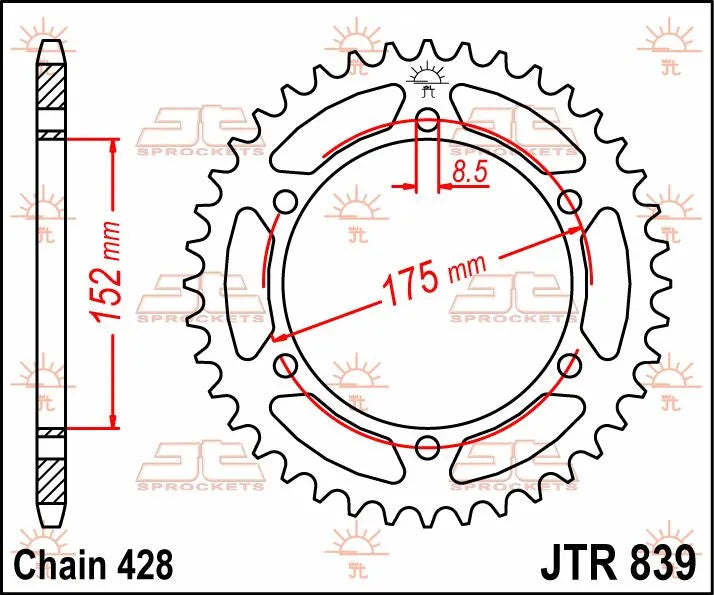 JT Sprockets Stahl-Kettenrad hinten, 57 Zähne