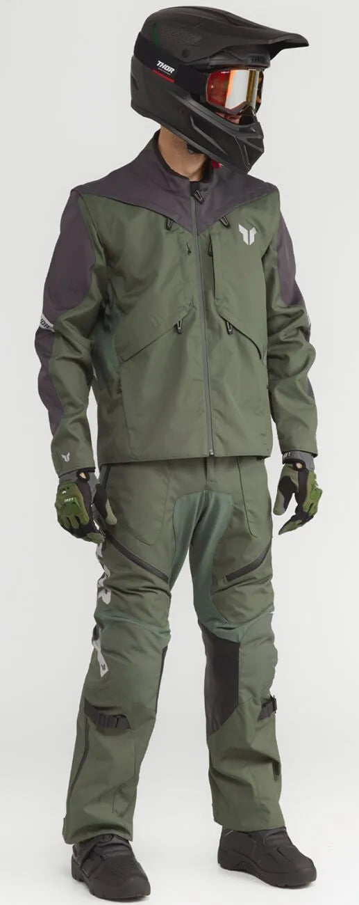 Thor Terrain Dual-Sport-Hose (über den Stiefel gezogen) – Anthrazitgrau/Militärgrün