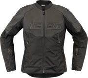 Icon Damen-Motorradjacke Overlord3 aus Leder – Schwarz