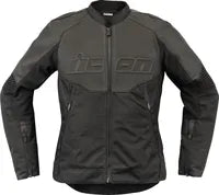 Icon Damen-Motorradjacke Overlord3 aus Leder – Schwarz