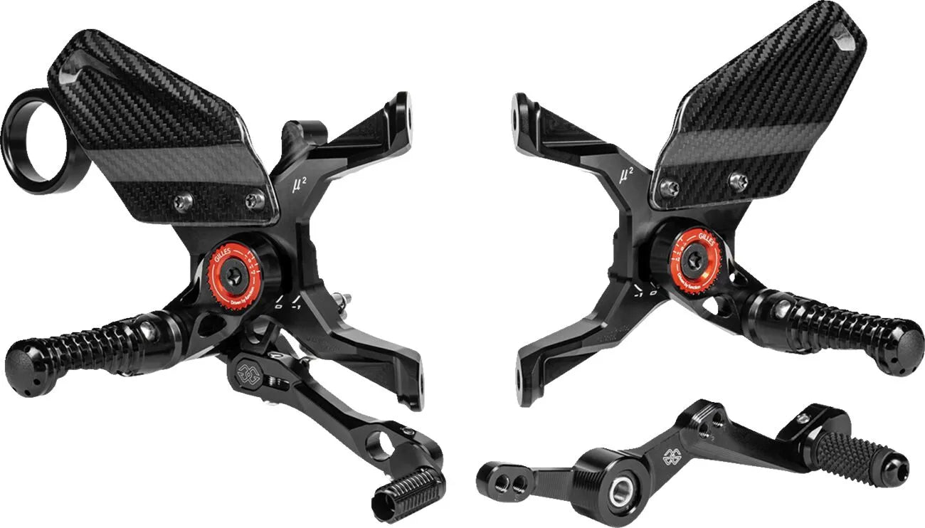 Gilles Tooling Mue2 Fußrastenanlage - Schwarz/rot eloxiert