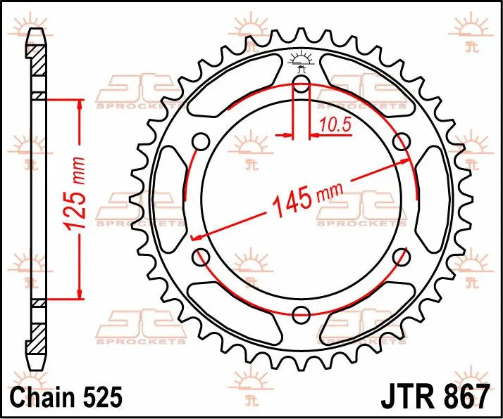 Jt Sprockets Stahl-Kettenrad hinten - 525