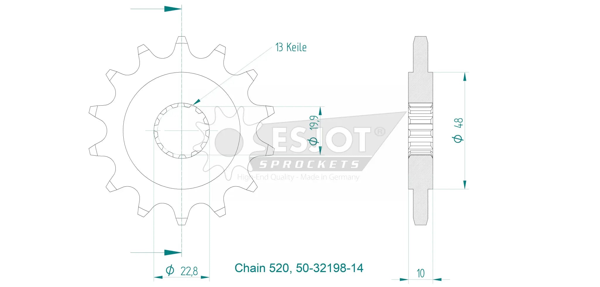 Esjot 520 Ritzel vorne – Hochleistungsstahl