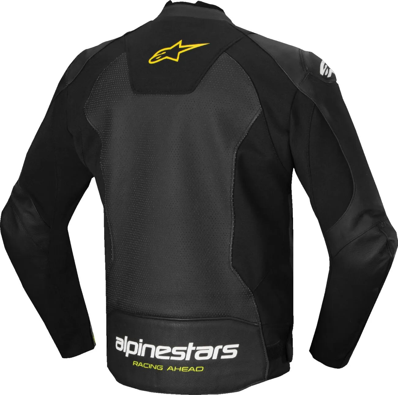 Alpinestars Faster V3 Airflow Lederjacke - Schwarz/Weiß/Gelb Fluo