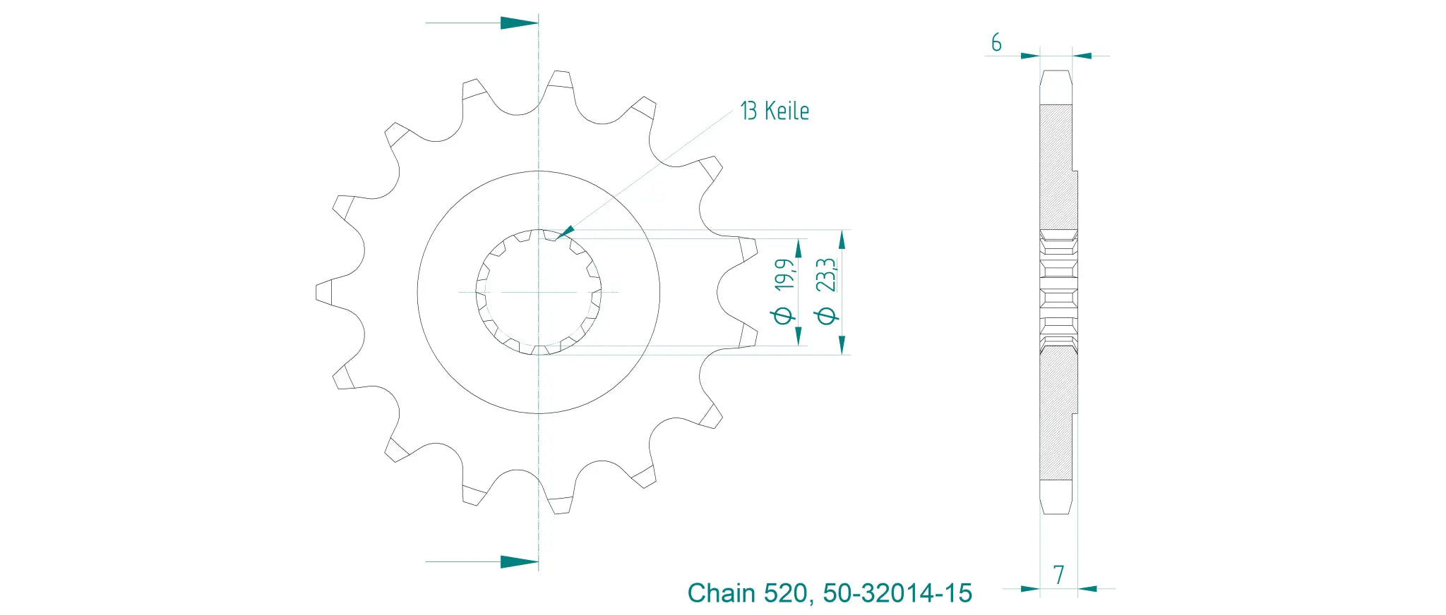 Esjot 520 Ritzel vorne – Hochwertiger Stahl
