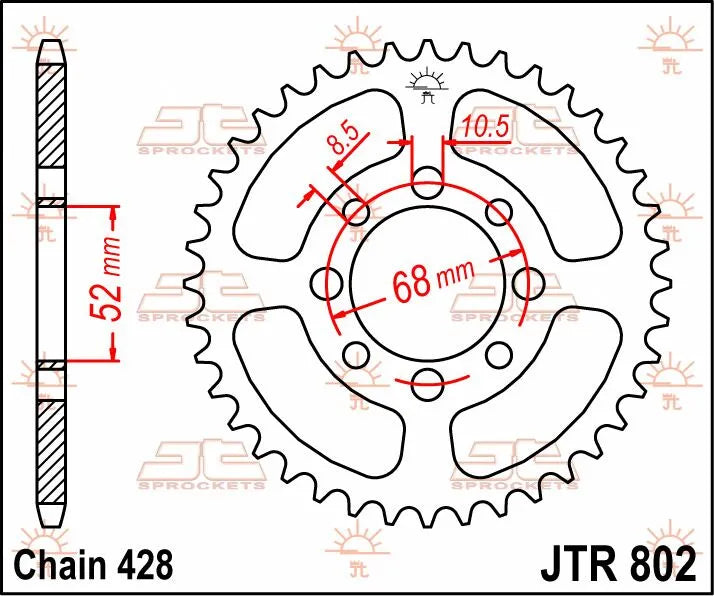JT Sprockets Stahl-Kettenrad hinten, 48 Zähne