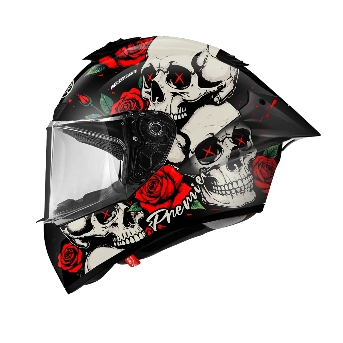 Premier Helmets Monza Ro Integralhelm – Schwarz/Rot/Weiß