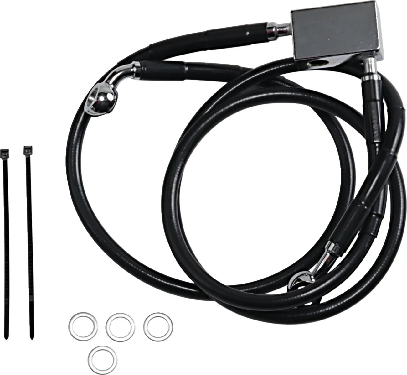 Drag Specialties Verlängerter Bremsleitungssatz aus schwarzem Vinyl