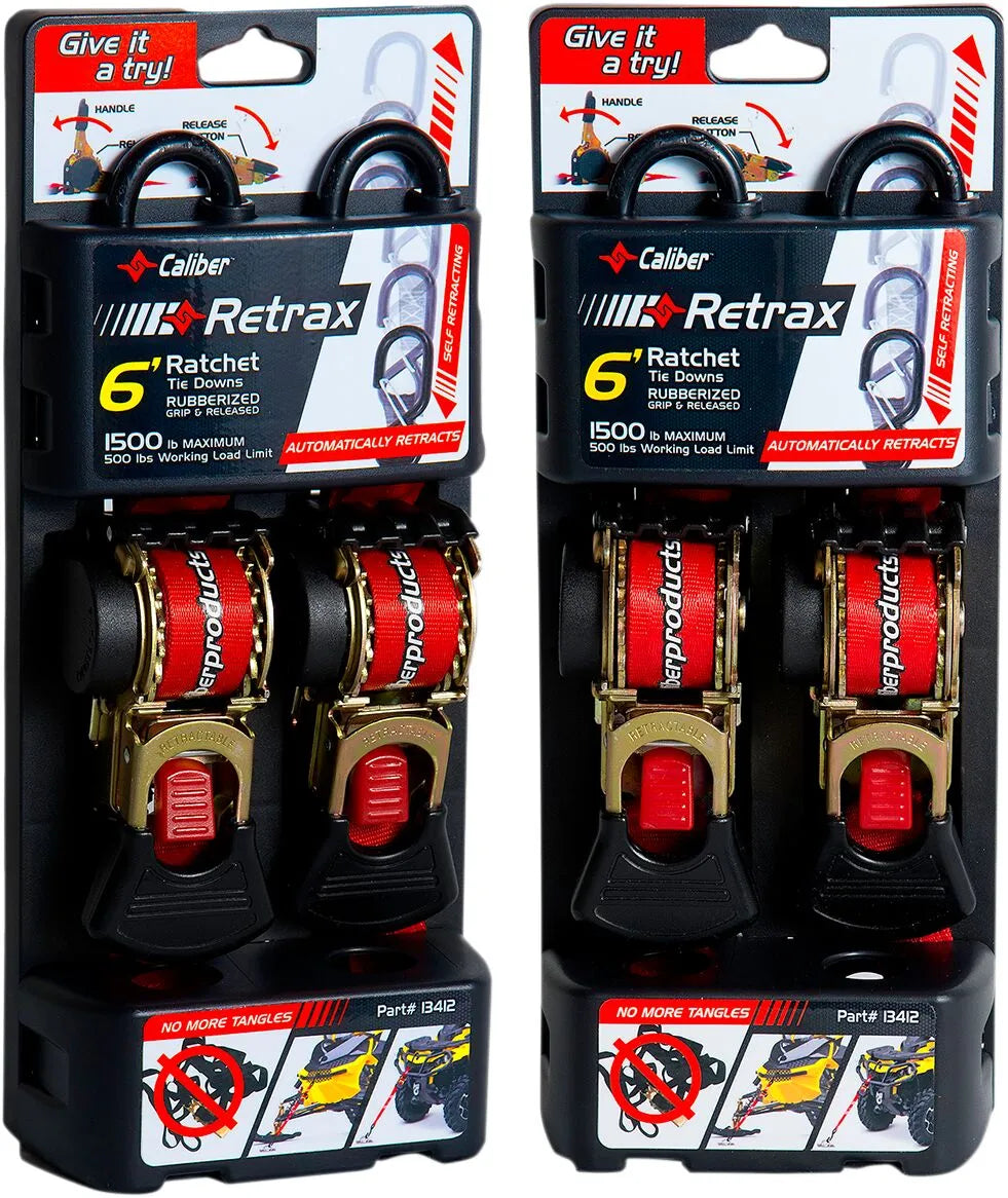 Caliber Retrax Zurrgurte mit Federcliphaken