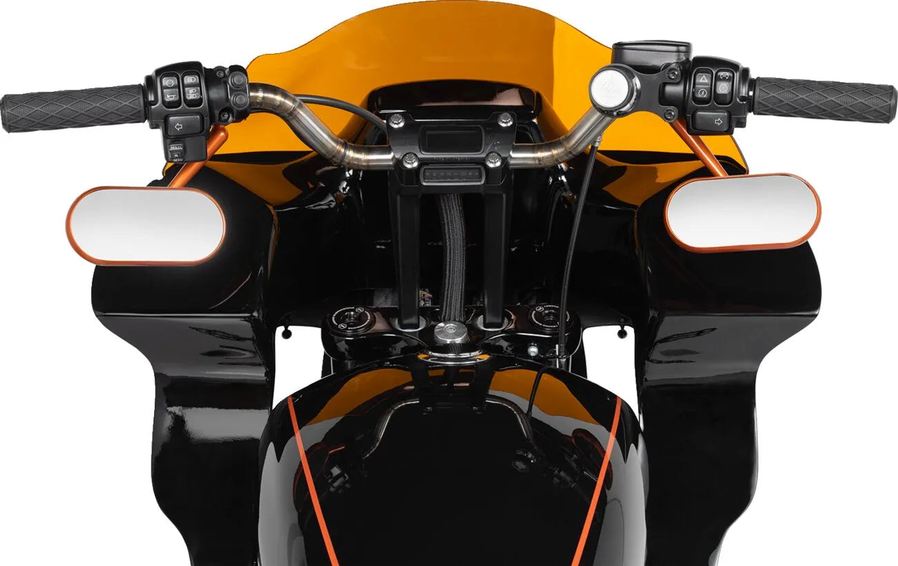 Arlen Ness Ovalspiegel – Orange eloxierte Oberfläche