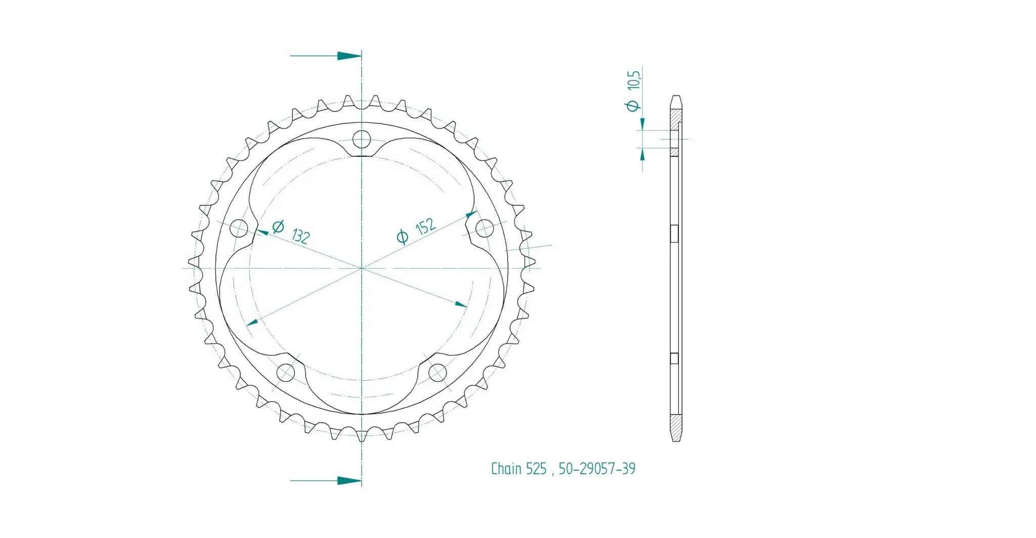 Esjot 525 Stahl-Kettenrad hinten