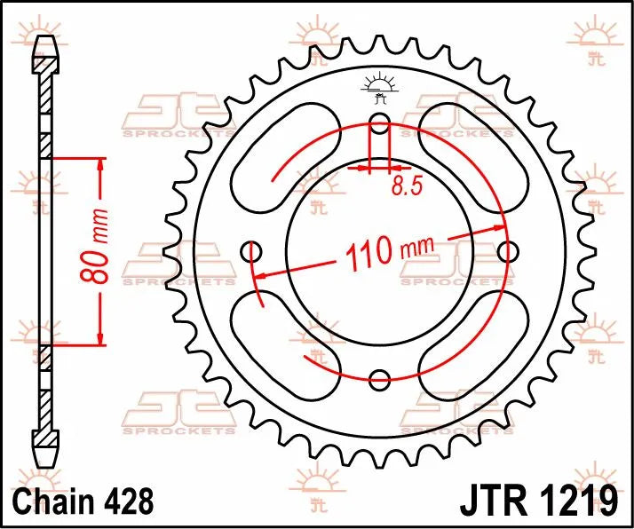 JT Sprockets Stahl-Kettenrad hinten, 42 Zähne