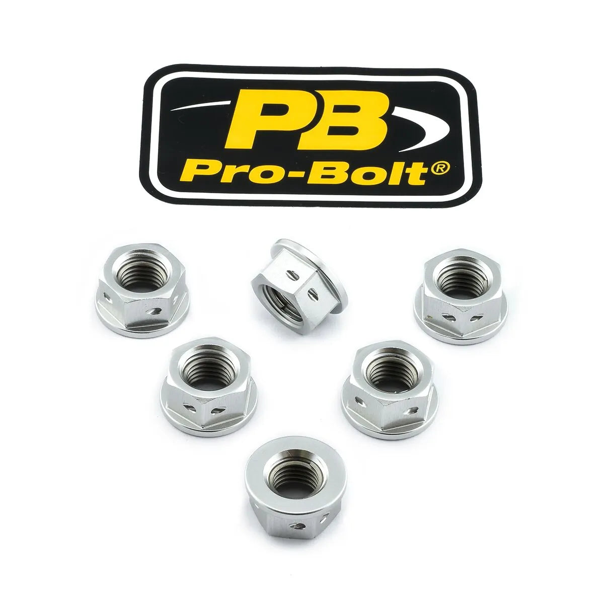 Pro Bolt Aluminium-Kettenradmuttern – Silber, 6er-Pack