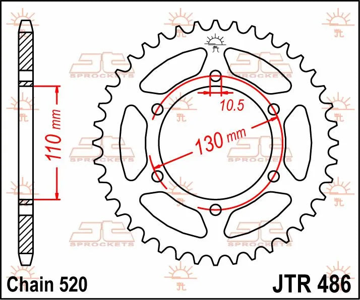 JT Sprockets Stahl-Kettenrad hinten - 520, 47 Zähne