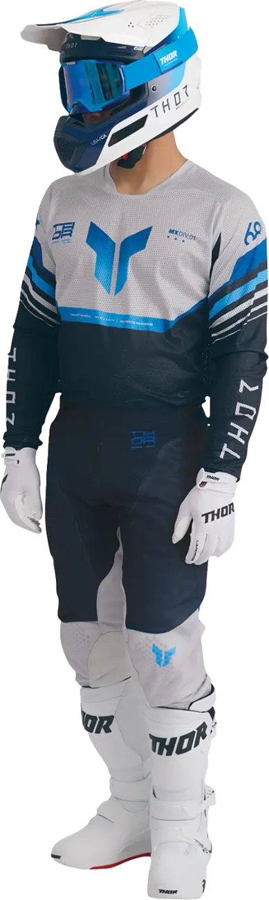 Thor Launchmode Air Raptor Jersey – Grau/Weiß/Mitternachtsblau