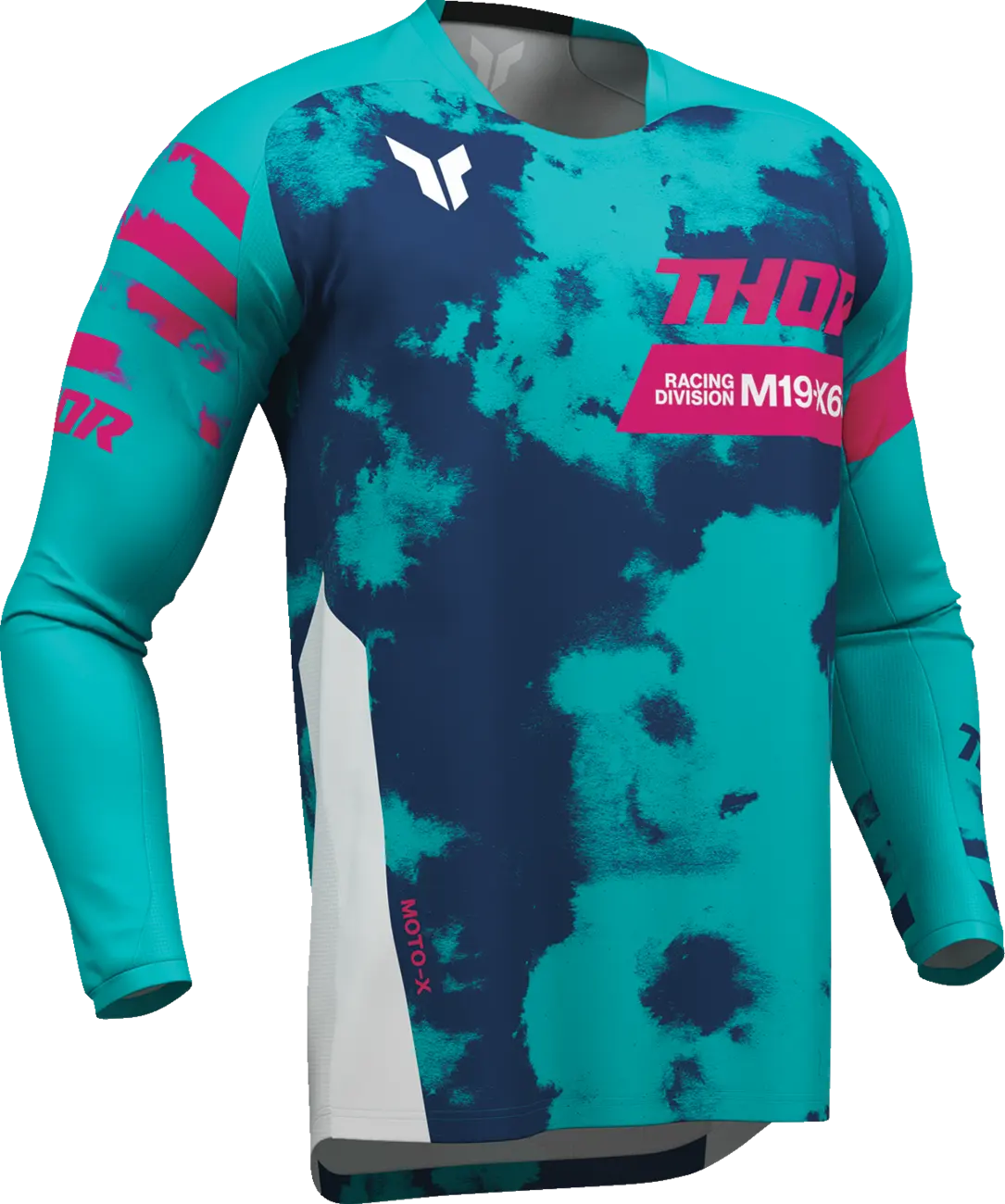 Thor Launchmode Bleach Motocross-Trikot – Blau/Rosa/Weiß/Türkis
