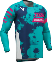 Thor Launchmode Bleach Motocross-Trikot – Blau/Rosa/Weiß/Türkis