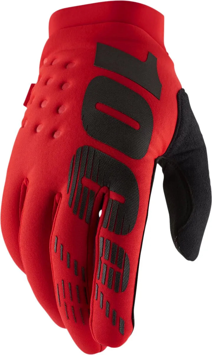 100% Brisker Isolierte Offroad-Handschuhe - Schwarz/Rot
