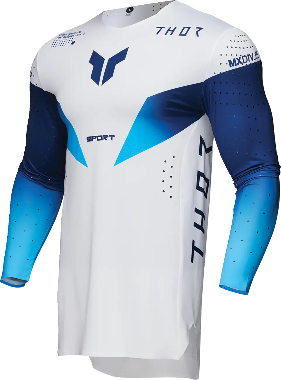 Thor Sportmodeike-Trikot – Blau, Weiß, Marineblau